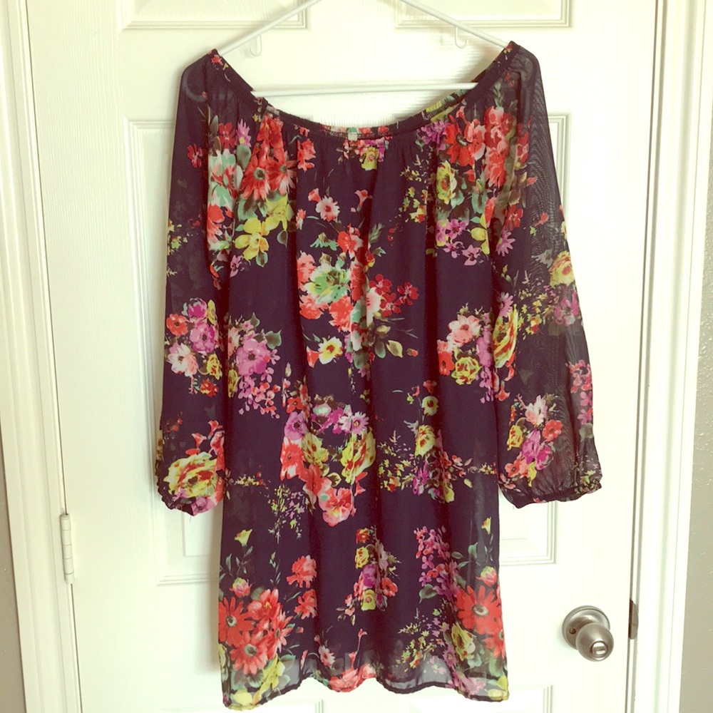 Navy Floral flowy dress